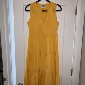 Yellow Anthropologie midi dress